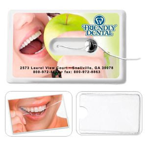 Credit Card Size Dental Floss Dispenser w/ Mirror & Storage Pouch